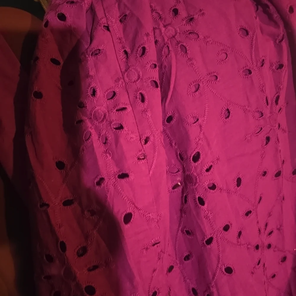 Vibrant Eyelet V-Neck Tie-Waist Dress - Picture 8 of 10